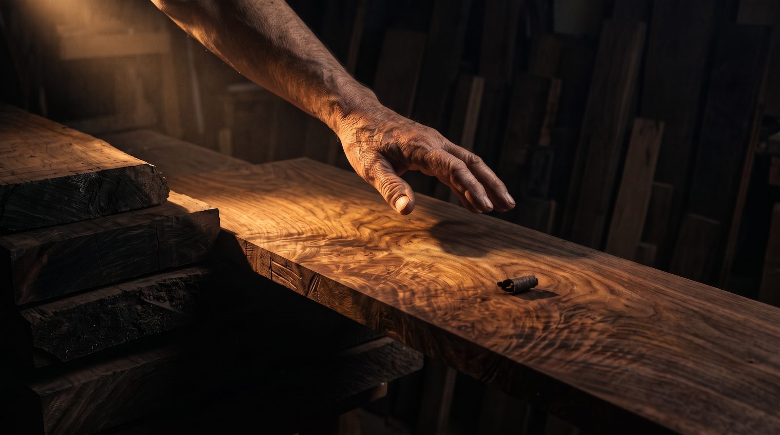 La mano sospesa sulla tavola di radica, un attimo prima del tocco